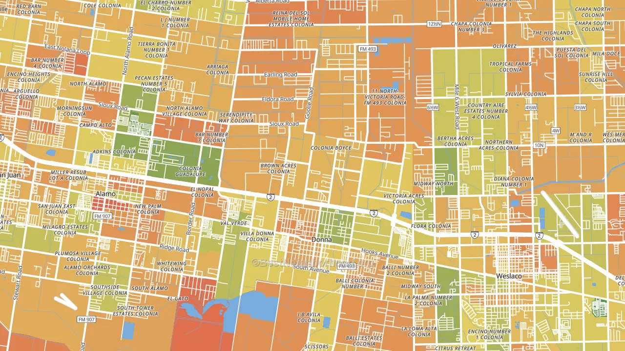 Donna, TX block-group voter-turnout map