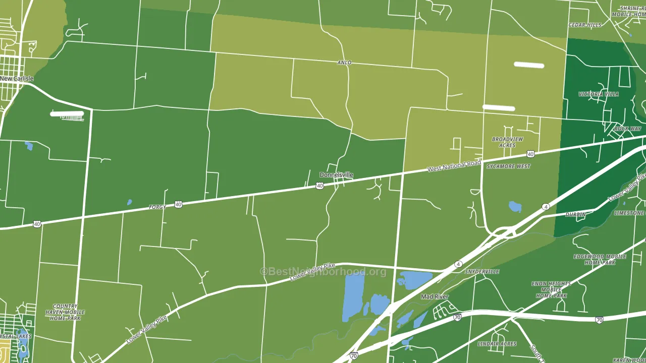 Donnelsville, OH block-group voter-turnout map