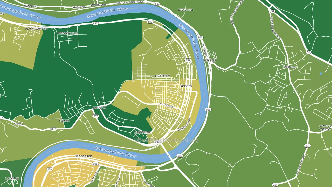 Donora, PA block-group voter-turnout map