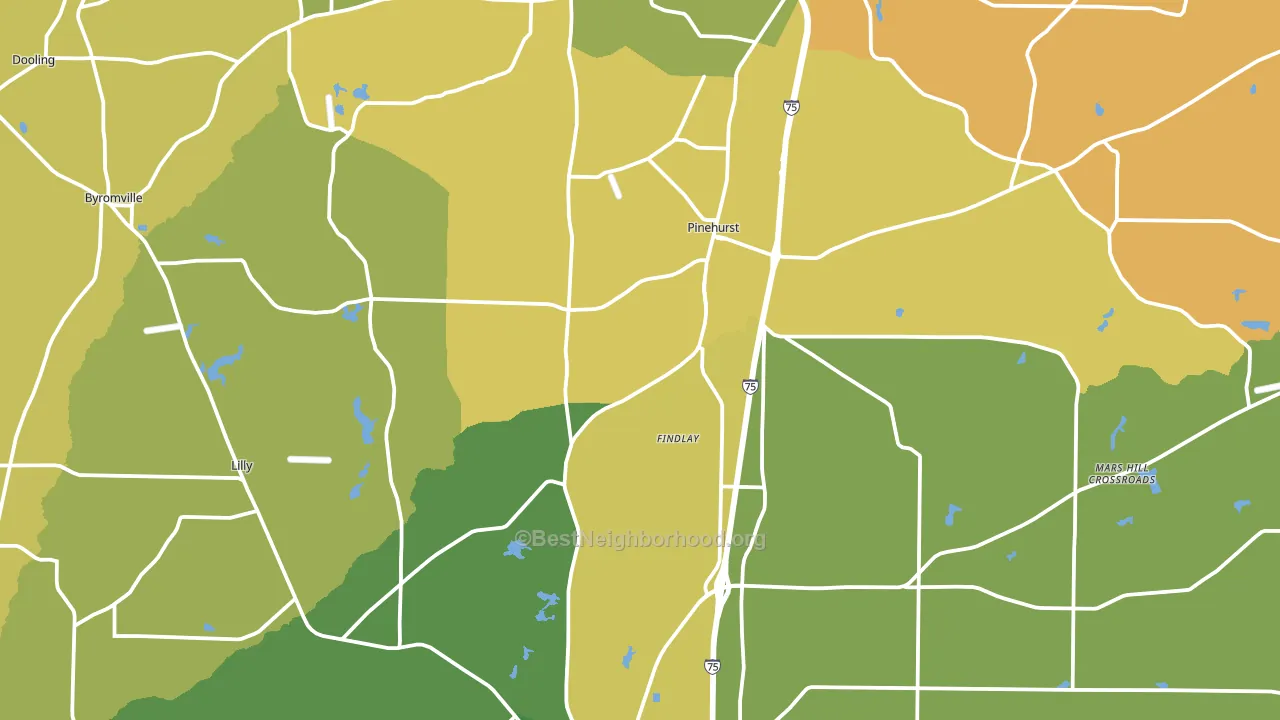 Dooly County, GA block-group voter-turnout map
