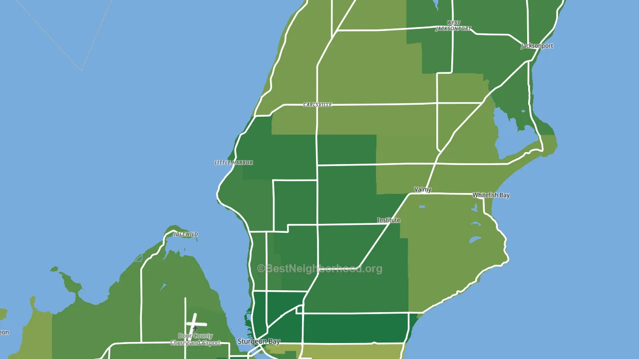 Door County, WI block-group voter-turnout map
