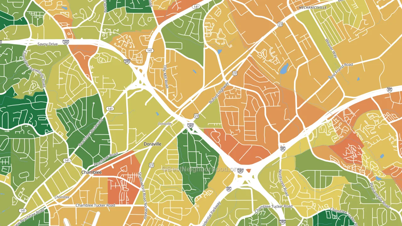 Doraville, GA block-group voter-turnout map