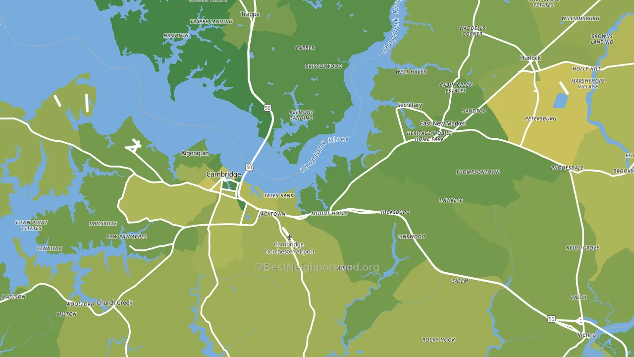 Dorchester County, MD block-group voter-turnout map