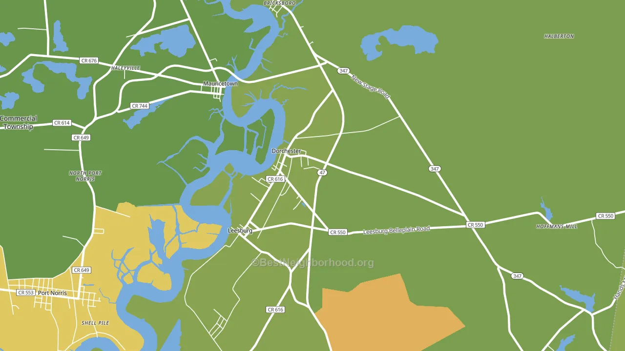 Dorchester, NJ block-group voter-turnout map