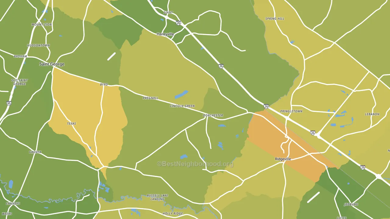 Dorchester, SC block-group voter-turnout map