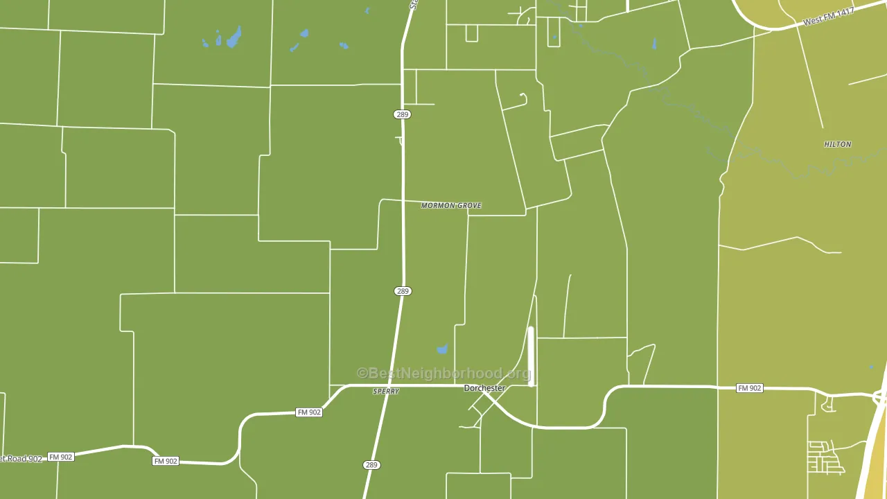 Dorchester, TX block-group voter-turnout map