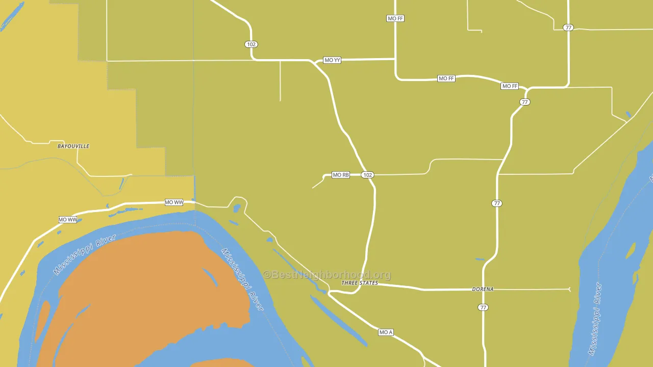 Dorena, MO block-group voter-turnout map
