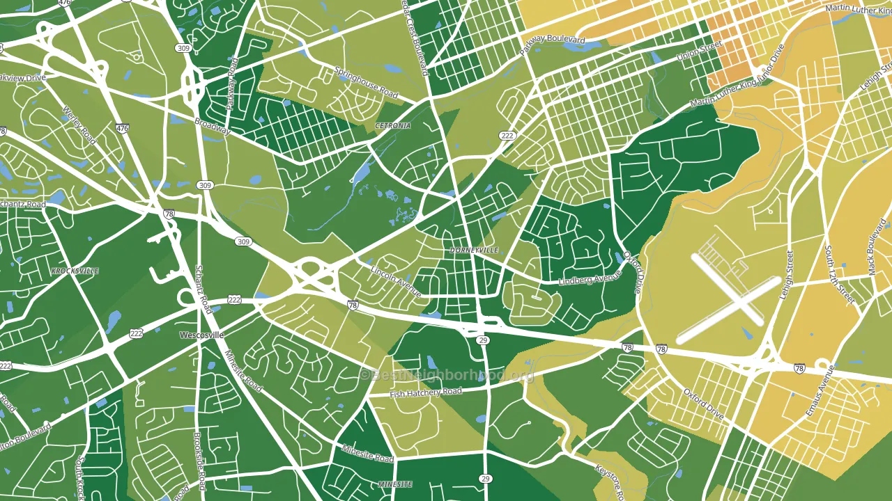 Dorneyville, PA block-group voter-turnout map