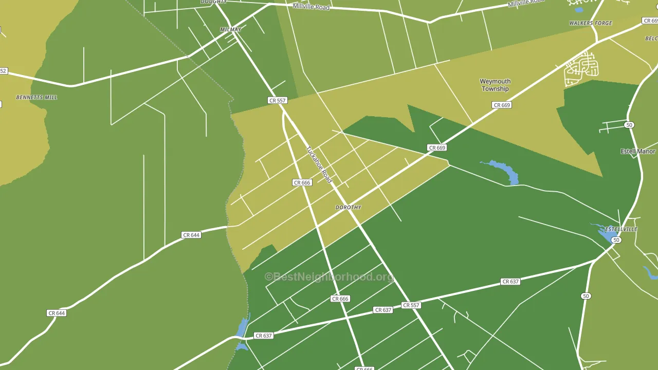 Dorothy, NJ block-group voter-turnout map