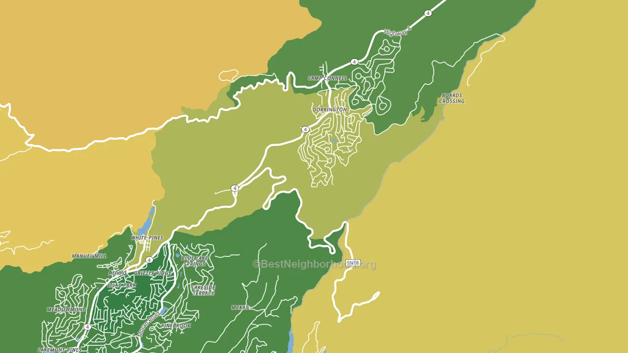 Dorrington, CA block-group voter-turnout map