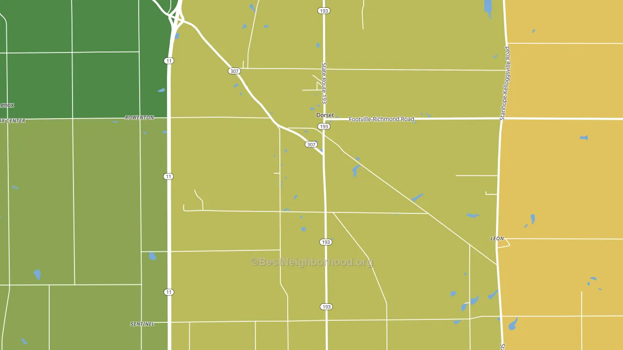 Dorset, OH block-group voter-turnout map