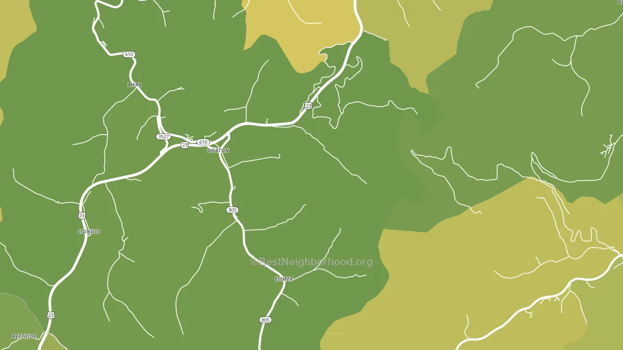 Dorton, KY block-group voter-turnout map