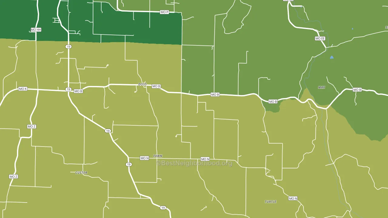 Doss, MO block-group voter-turnout map