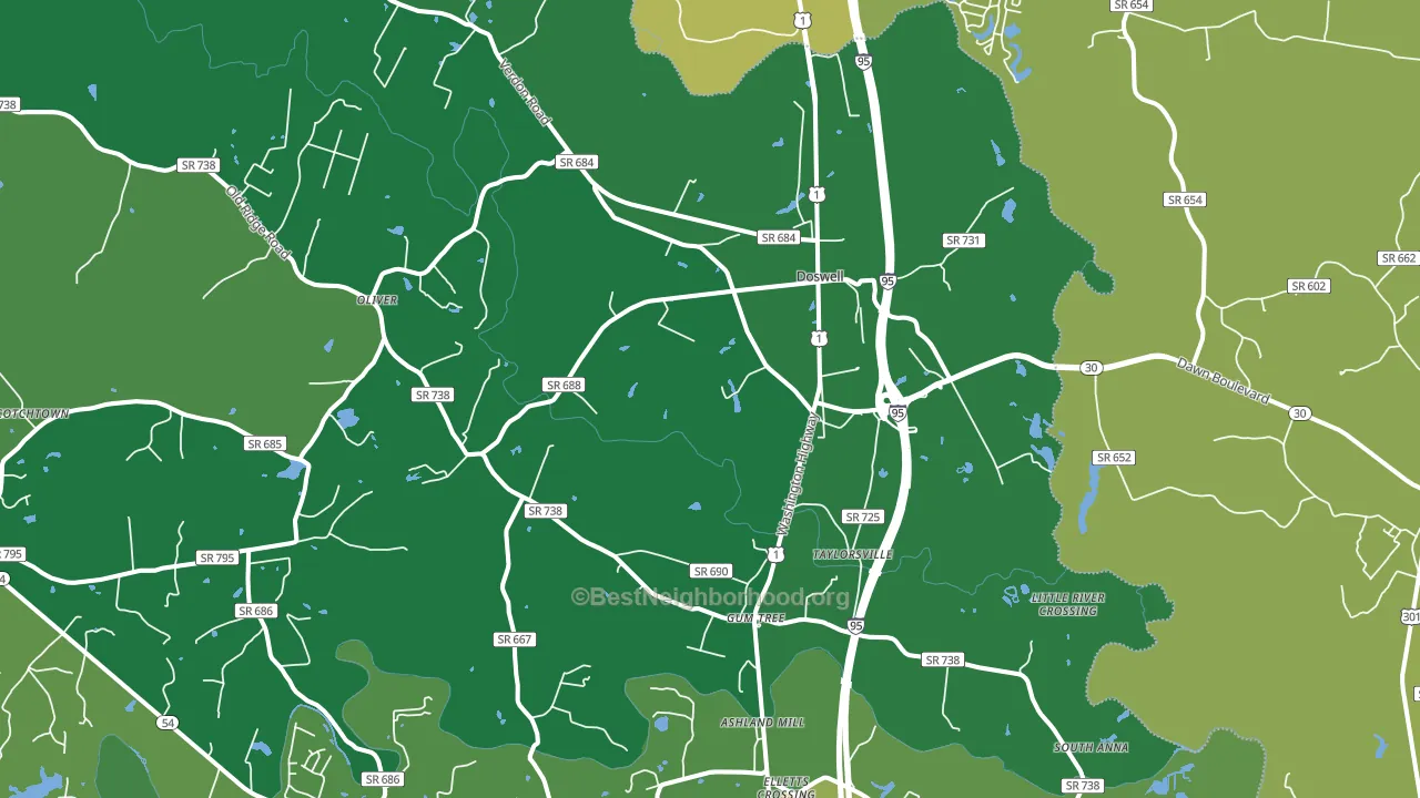 Doswell, VA block-group voter-turnout map