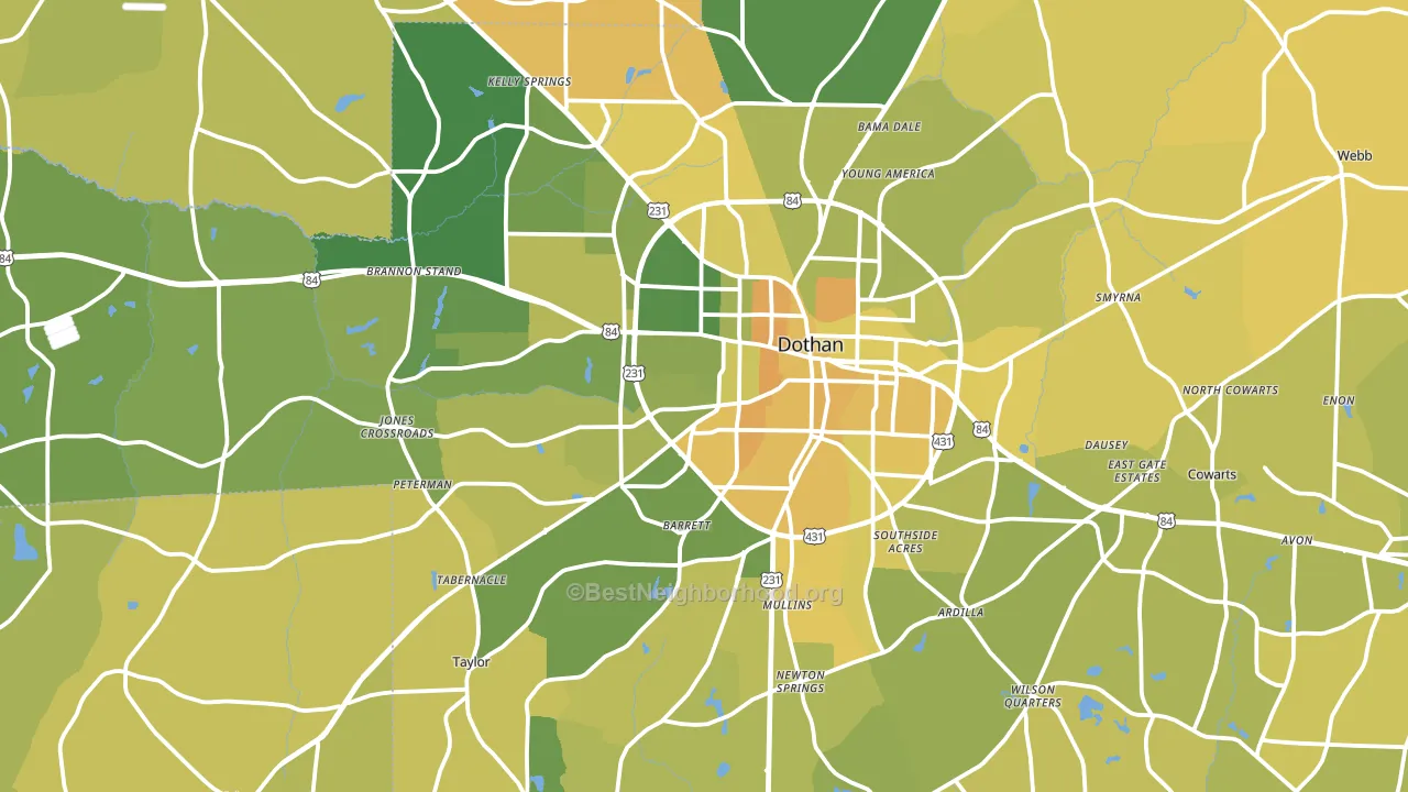 Dothan, AL block-group voter-turnout map