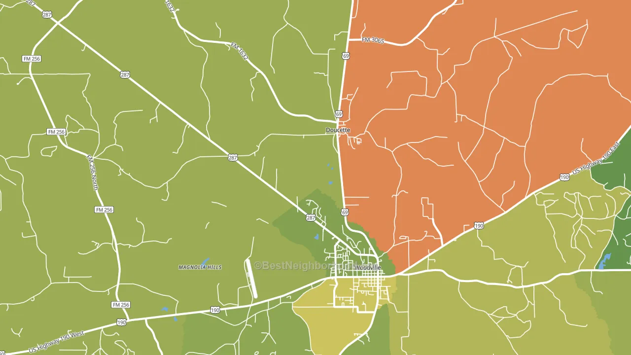 Doucette, TX block-group voter-turnout map