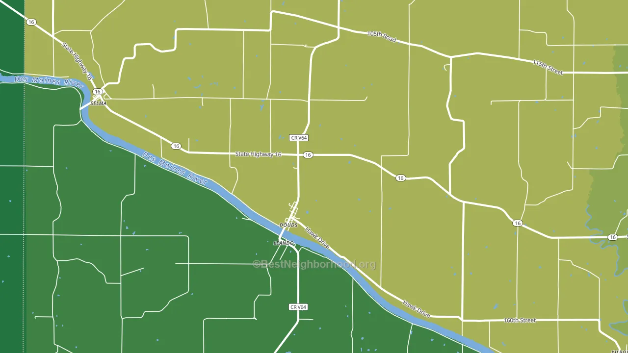 Douds, IA block-group voter-turnout map
