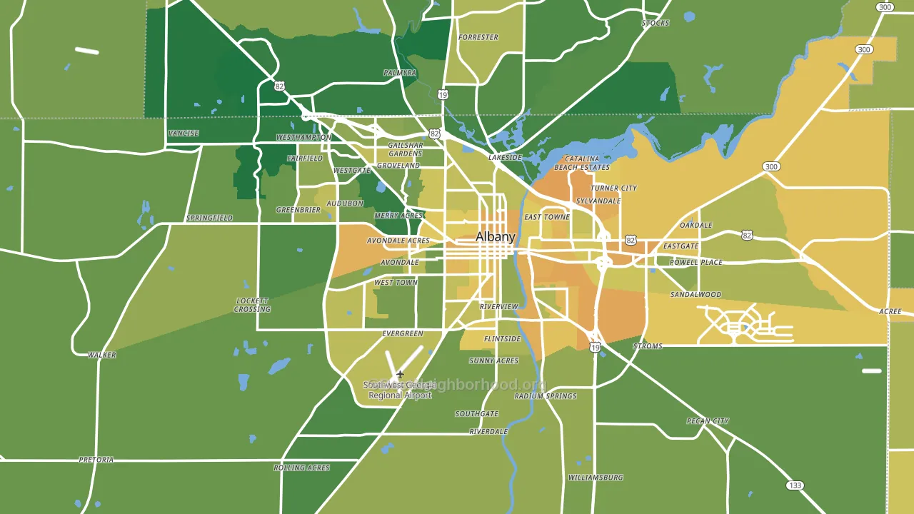 Dougherty County, GA block-group voter-turnout map