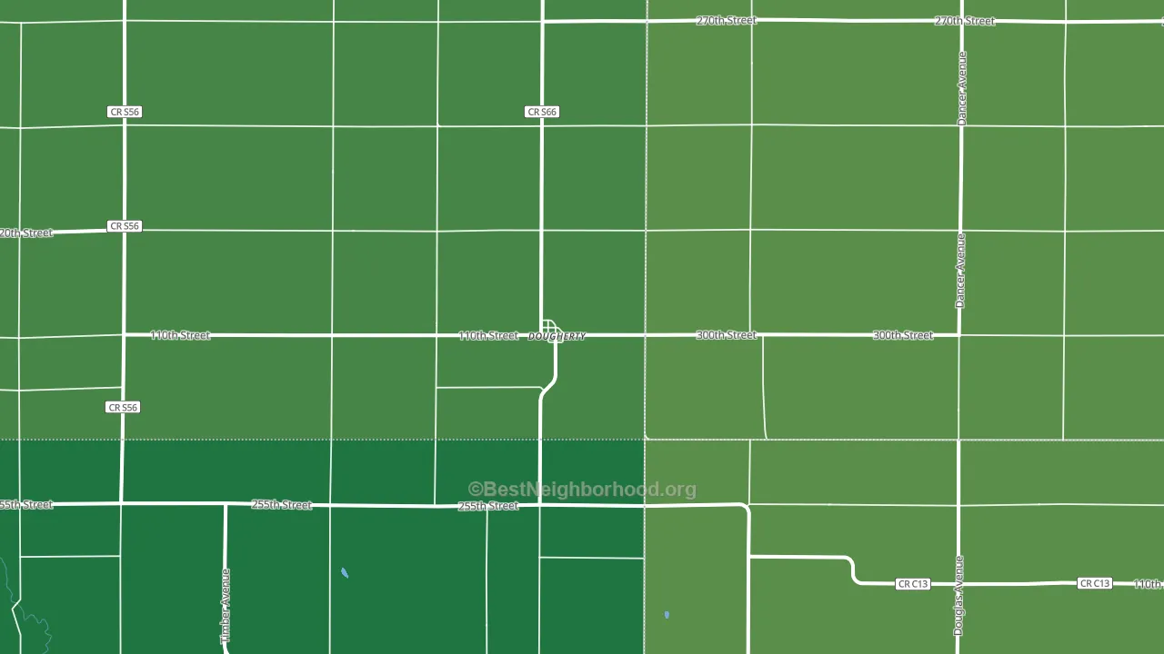 Dougherty, IA block-group voter-turnout map