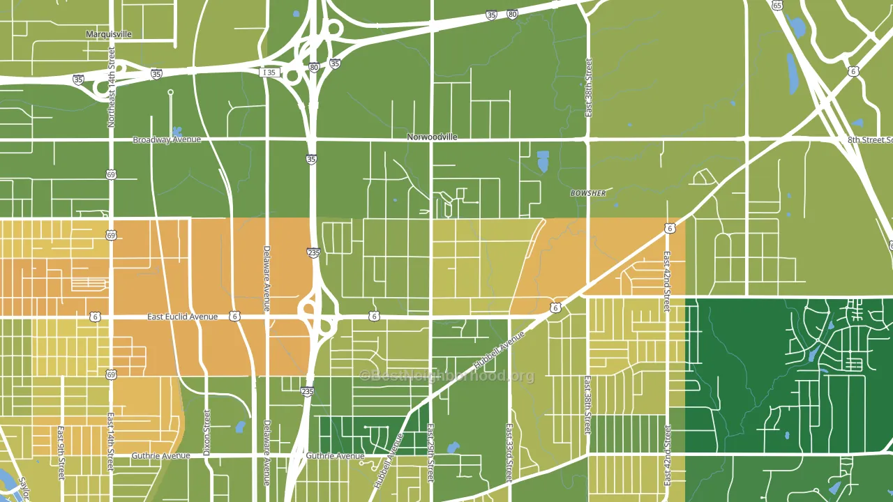Douglas Acres, Des Moines, IA block-group voter-turnout map