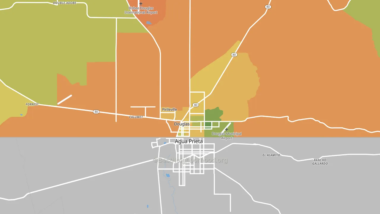Douglas, AZ block-group voter-turnout map
