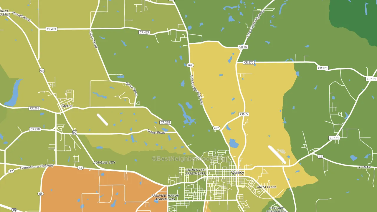 Douglas City, FL block-group voter-turnout map