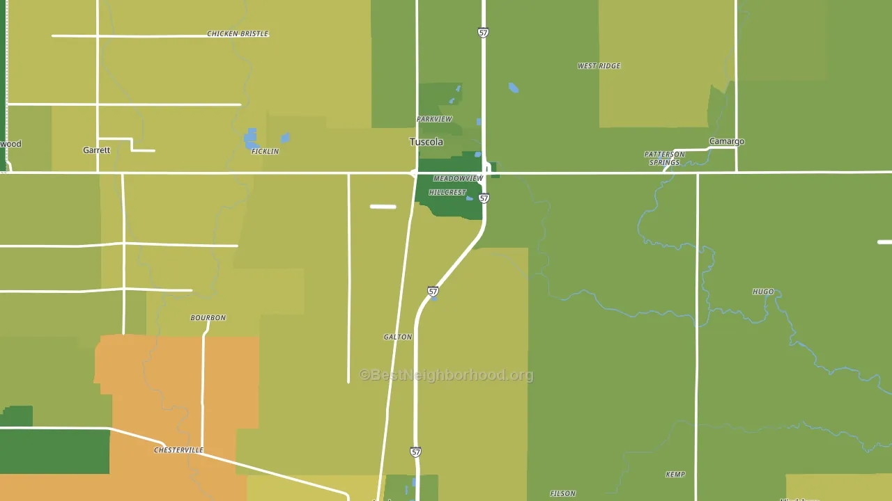 Douglas County, IL block-group voter-turnout map