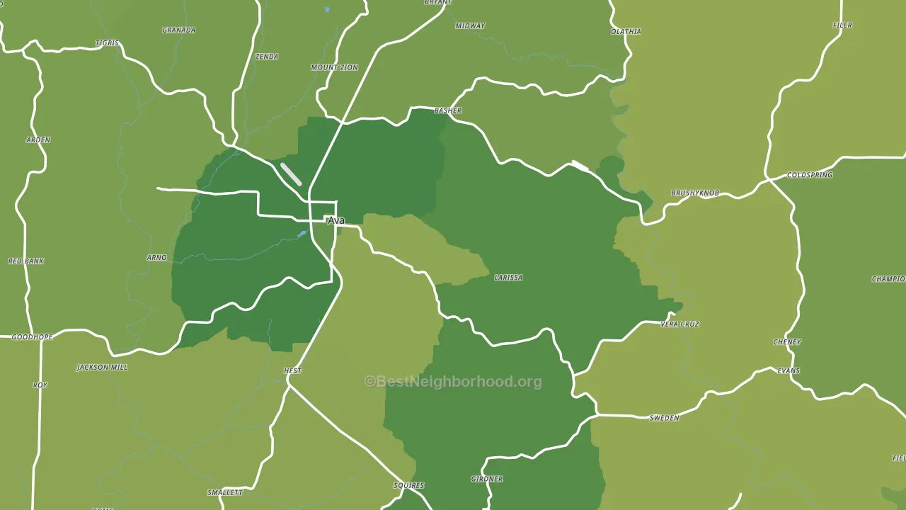 Douglas County, MO block-group voter-turnout map