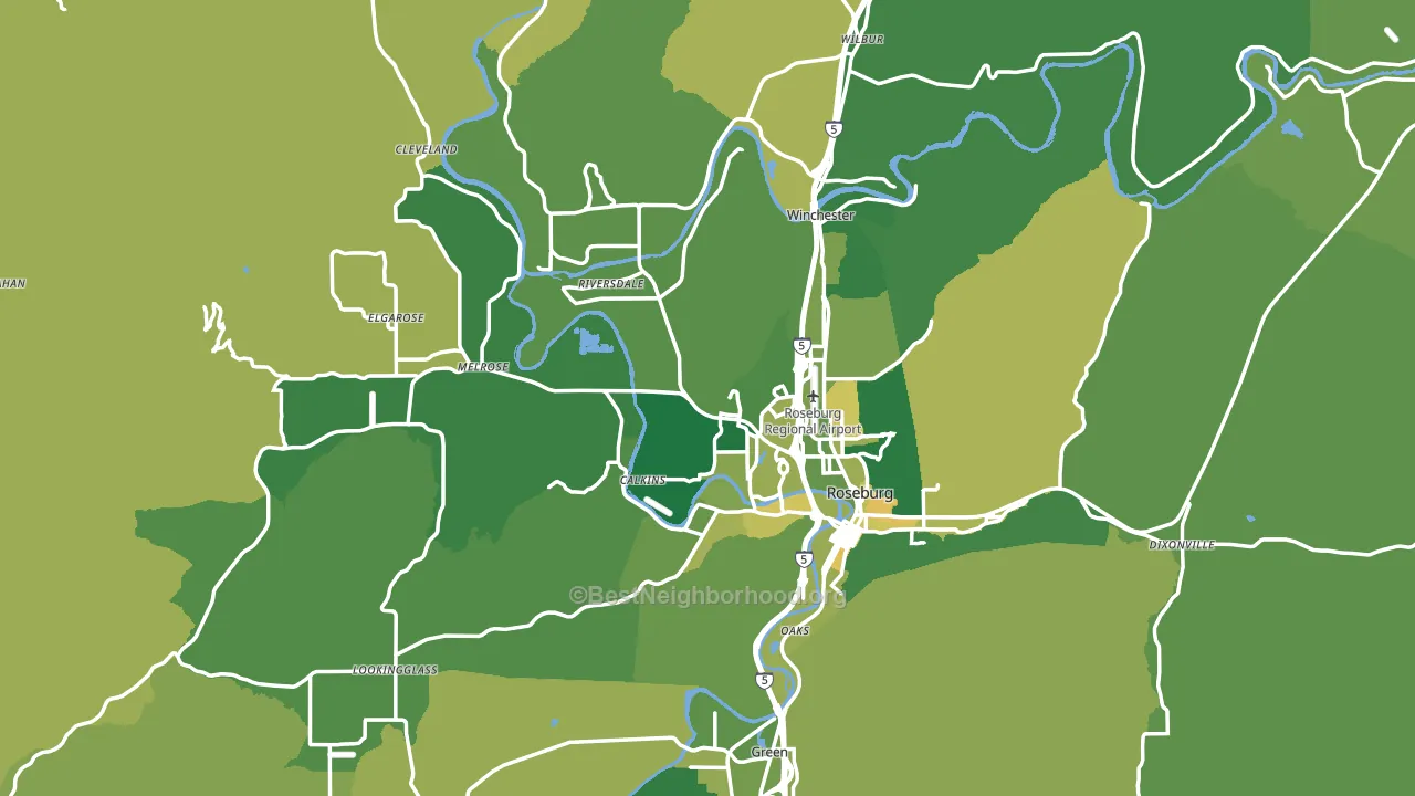 Douglas County, OR block-group voter-turnout map