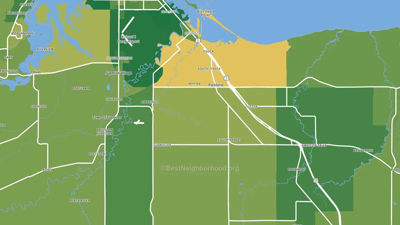 Douglas County, WI block-group voter-turnout map