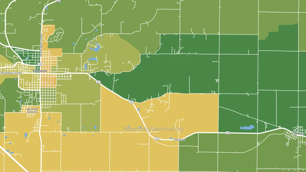 Douglas, IN block-group voter-turnout map