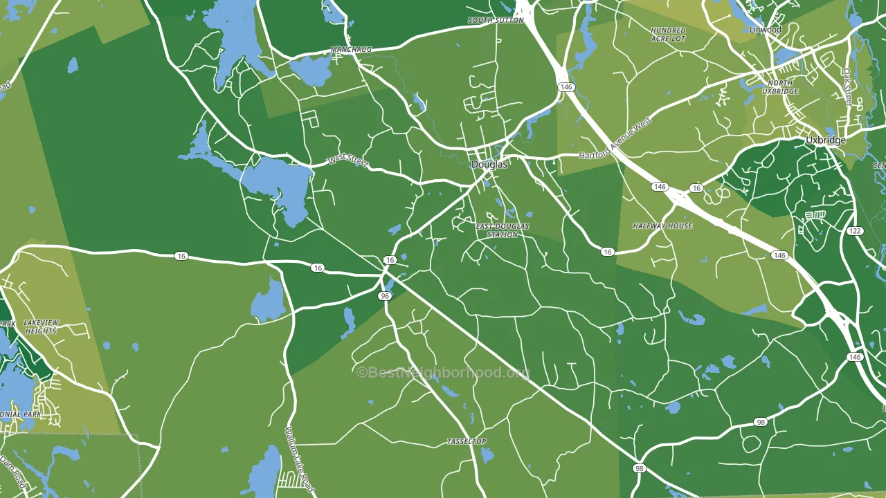 Douglas, MA block-group voter-turnout map