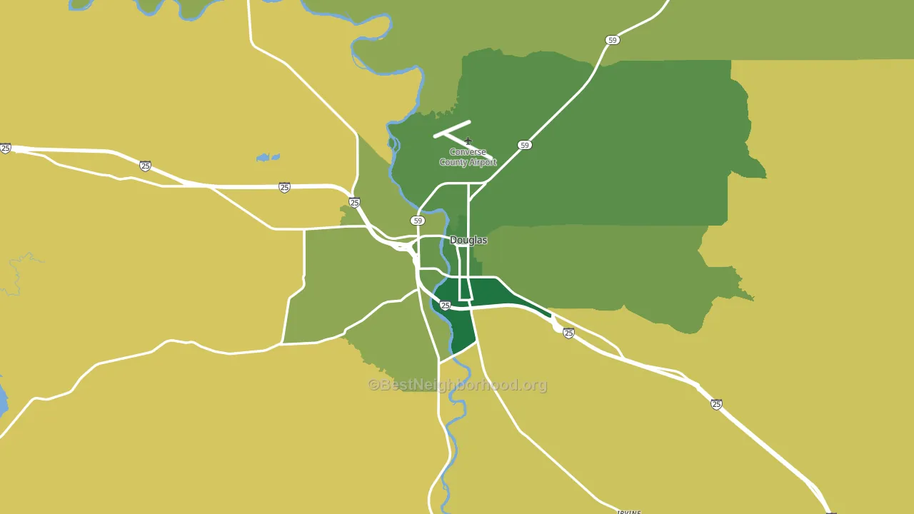 Douglas, WY block-group voter-turnout map