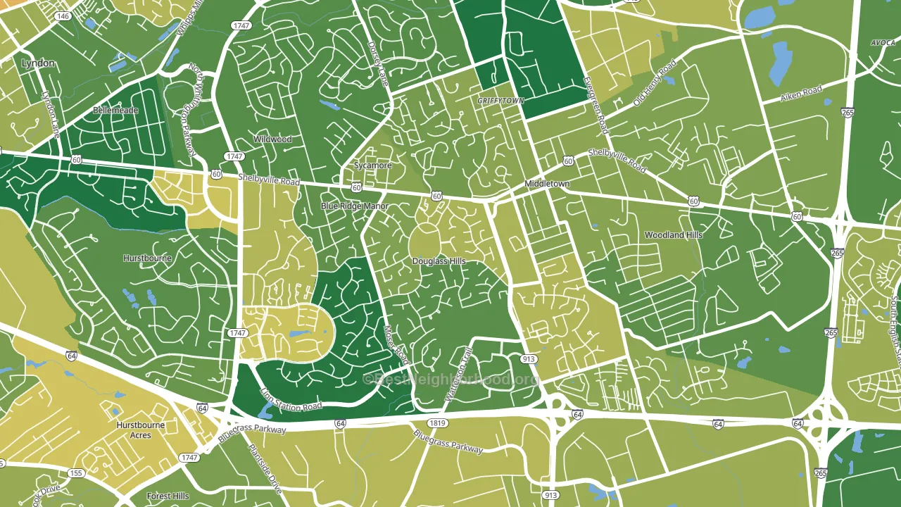 Douglass Hills, KY block-group voter-turnout map
