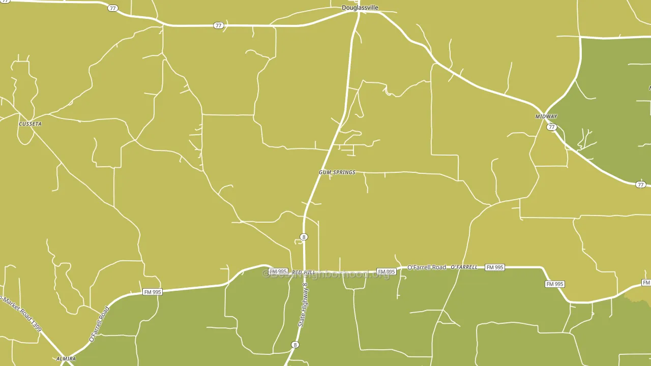 Douglassville, TX block-group voter-turnout map