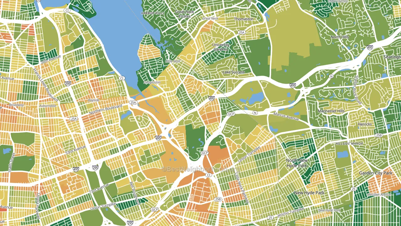 Douglaston-Little Neck, Queens, NY block-group voter-turnout map