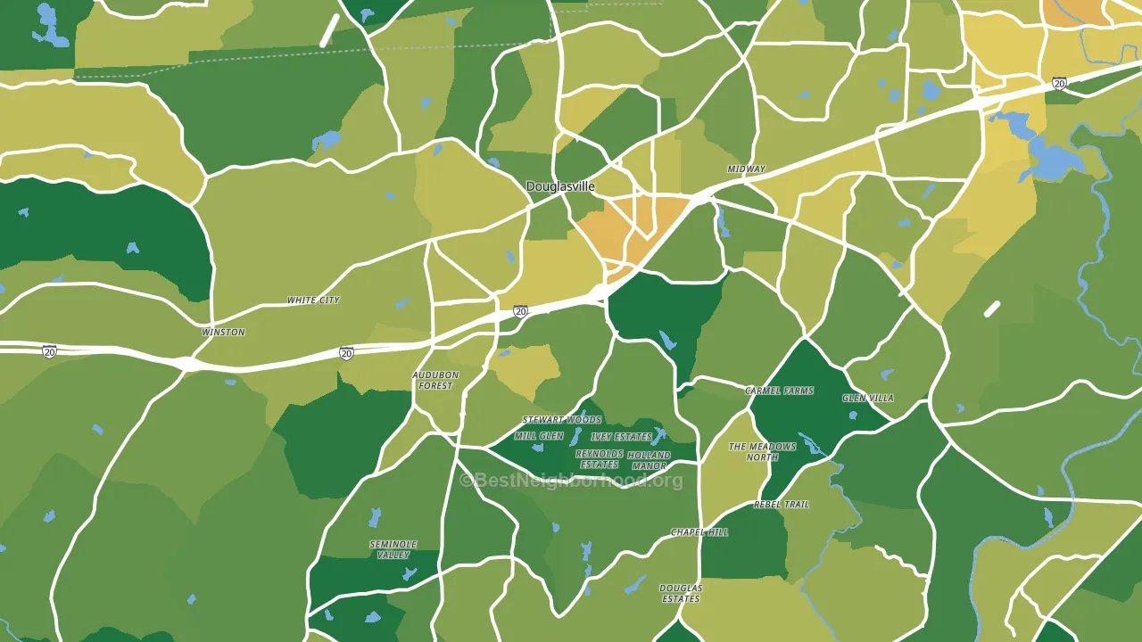 Douglasville, GA block-group voter-turnout map