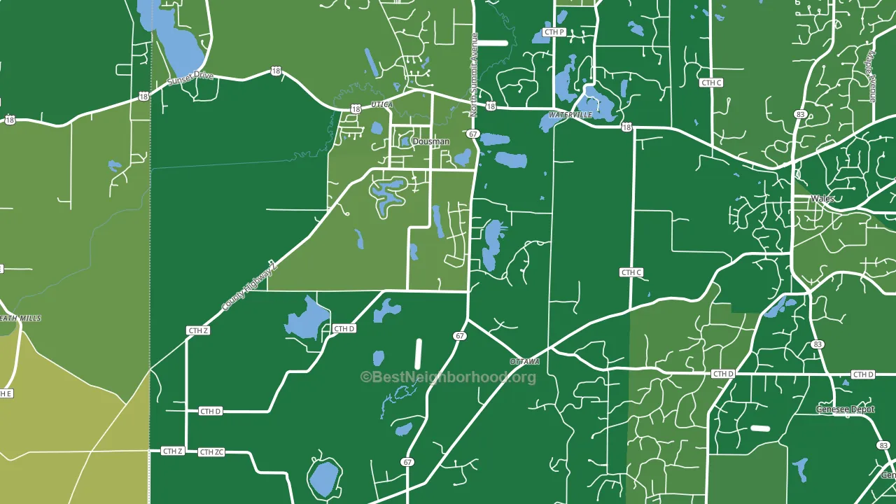 Dousman, WI block-group voter-turnout map