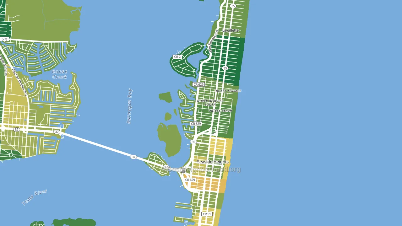 Dover Beaches South, NJ block-group voter-turnout map