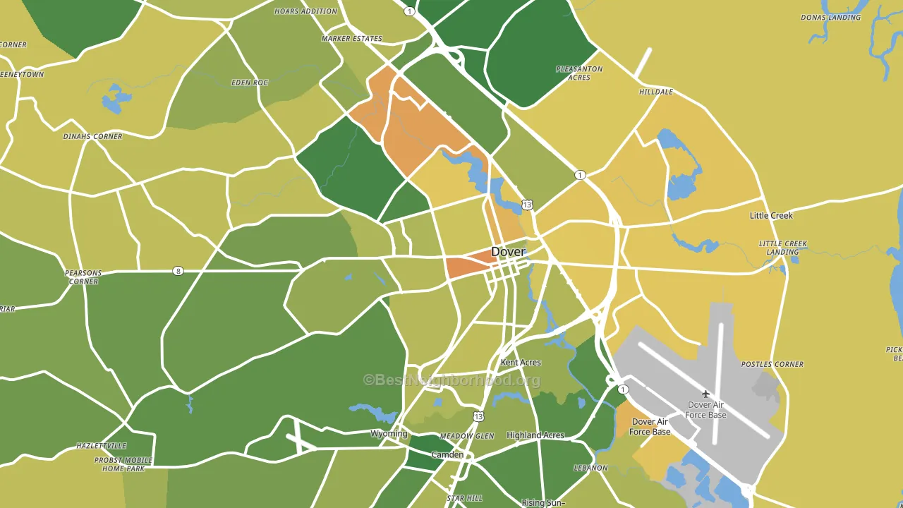 Dover, DE block-group voter-turnout map