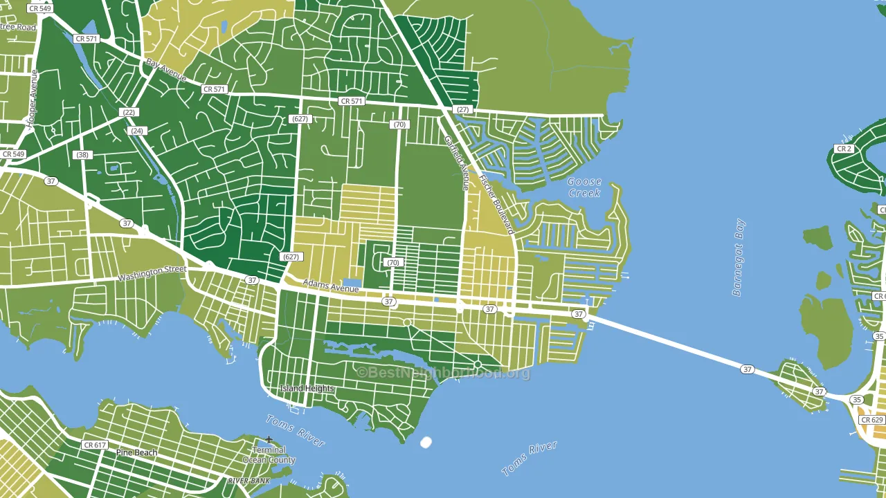 Dover Heights, Toms River, NJ block-group voter-turnout map