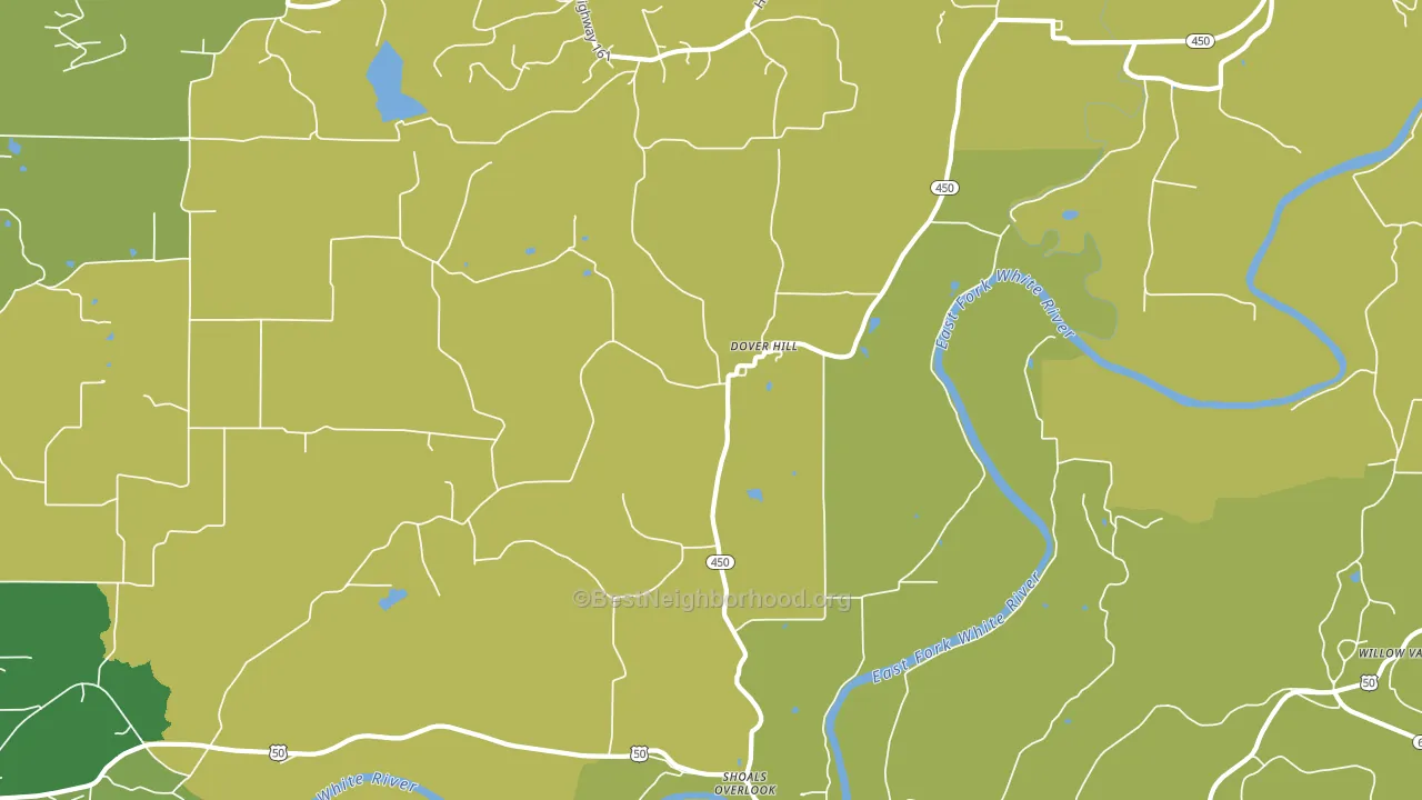 Dover Hill, IN block-group voter-turnout map