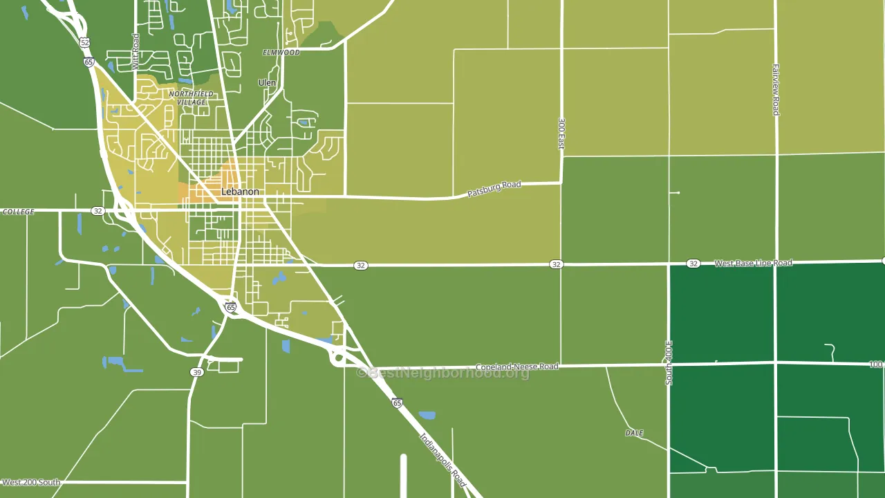Dover, IN block-group voter-turnout map