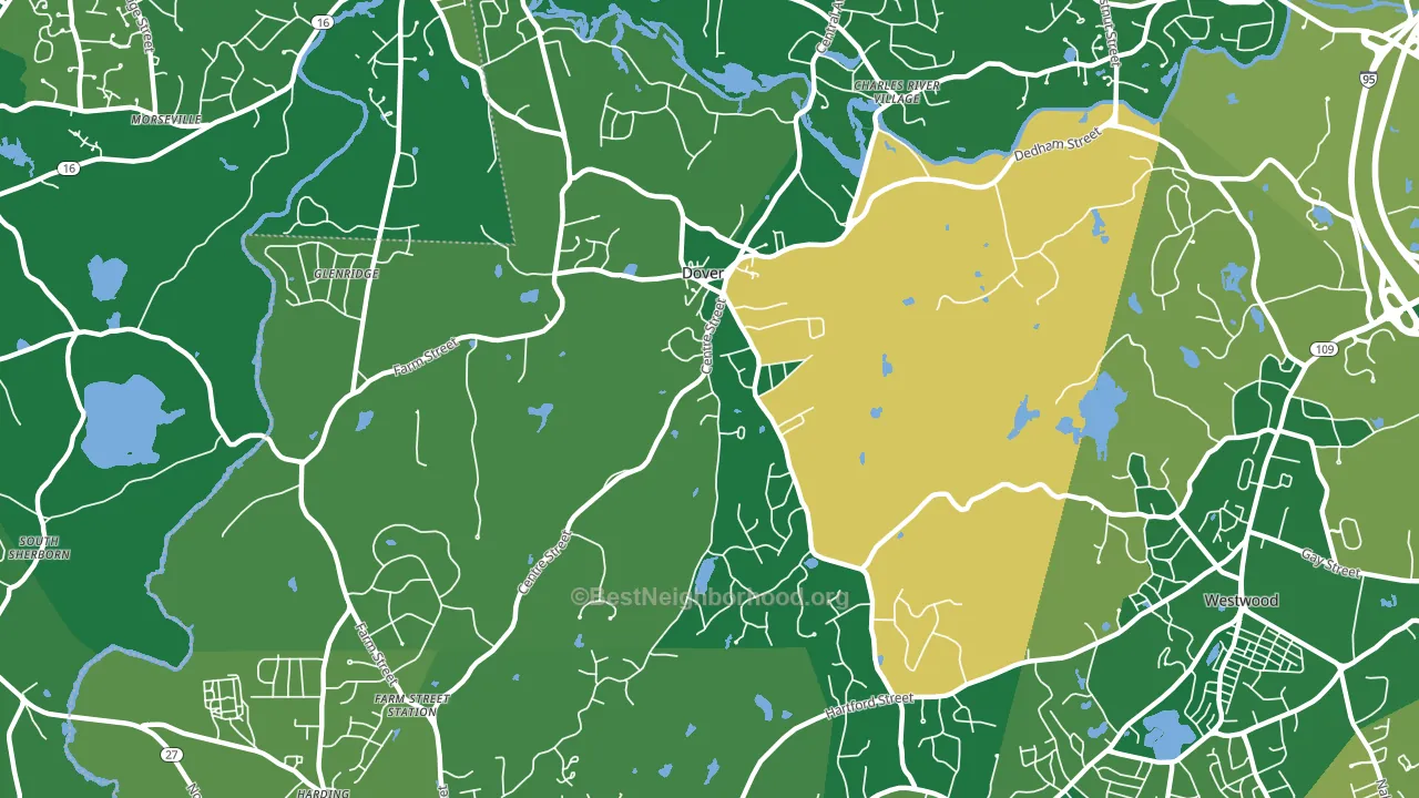 Dover, MA block-group voter-turnout map