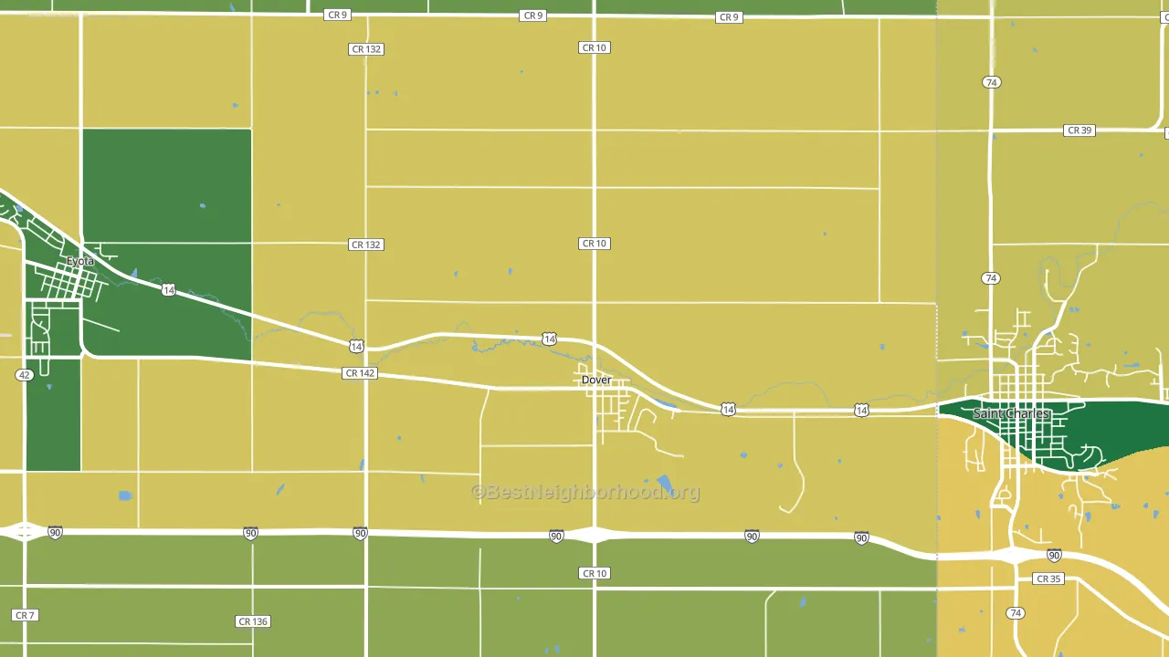 Dover, MN block-group voter-turnout map