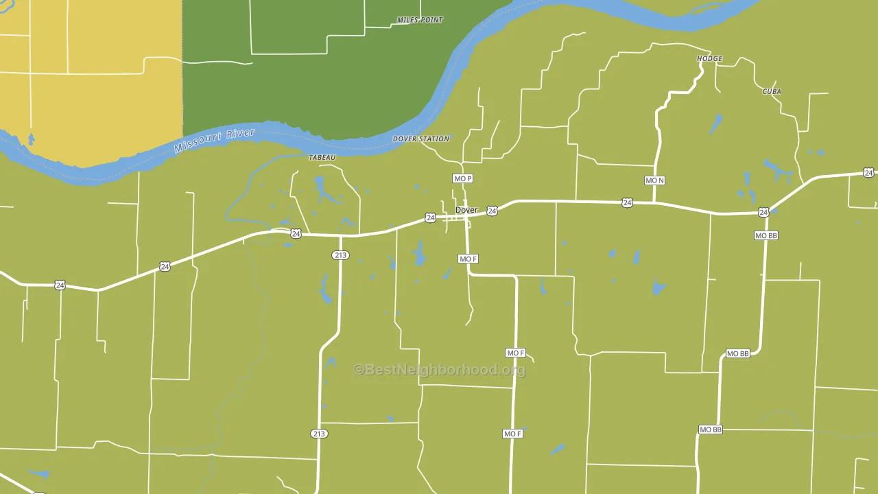 Dover, MO block-group voter-turnout map