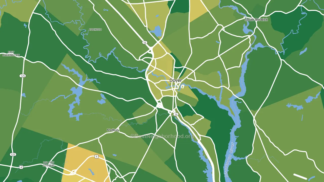 Dover, NH block-group voter-turnout map