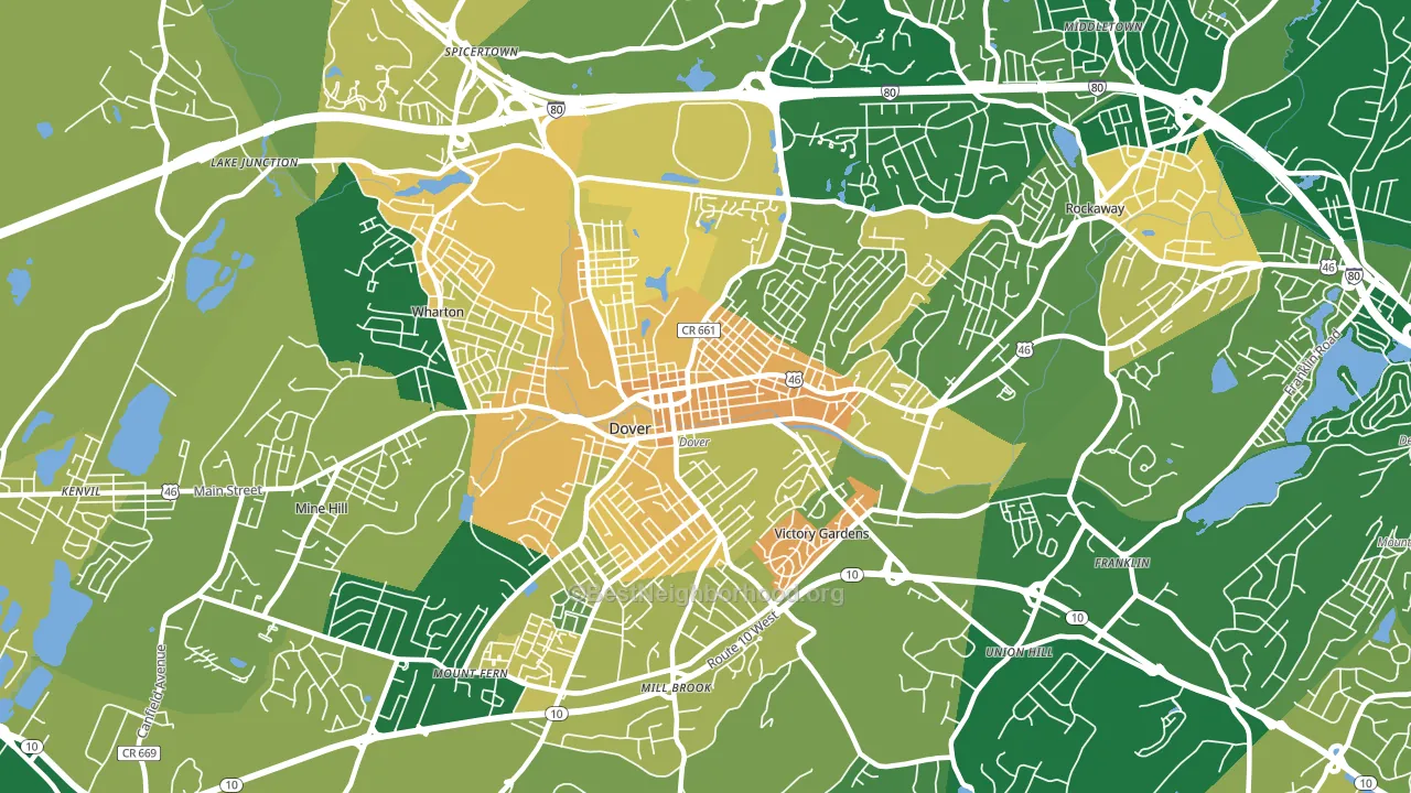 Dover, NJ block-group voter-turnout map