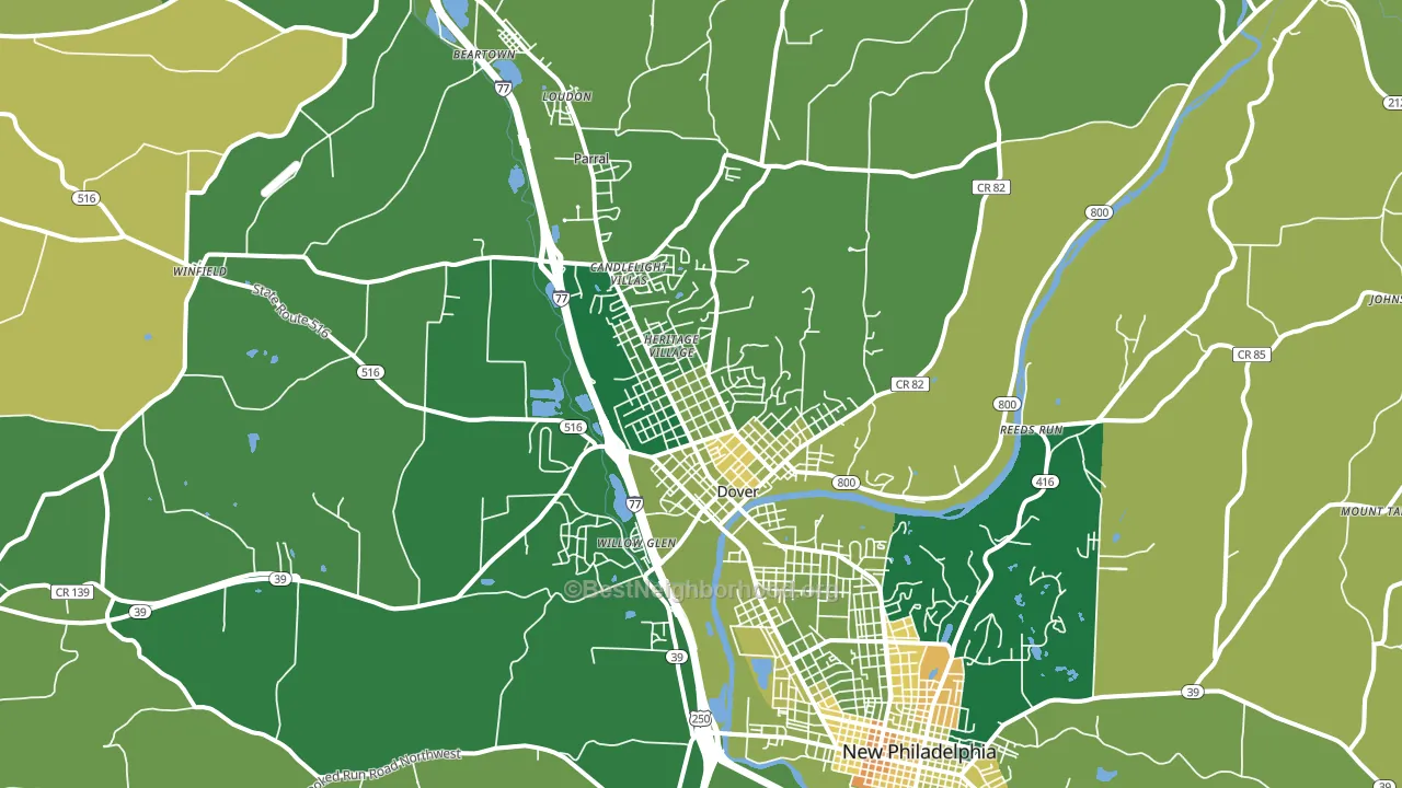 Dover, OH block-group voter-turnout map