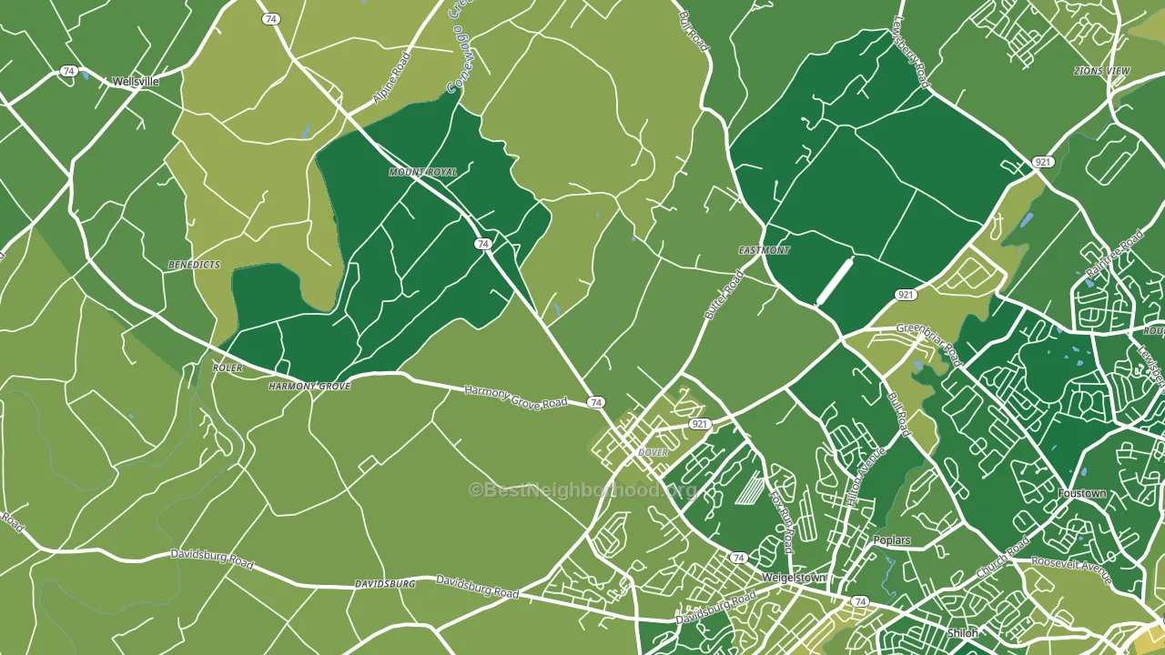 Dover, PA block-group voter-turnout map